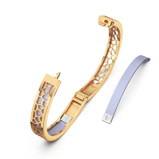 Shophouse Mauve Hexagon Coral - Extra Slim Bangle Gold