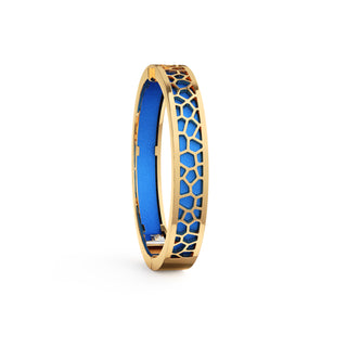 Celestial Blue Hexagon Coral - Extra Slim Bangle Gold
