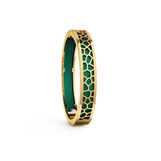 Emerald Green Hexagon Coral - Extra Slim Bangle Gold