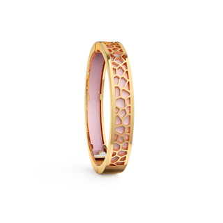 Frangipani Pink Hexagon Coral - Extra Slim Bangle Gold