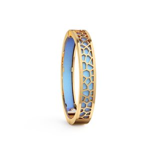 Gazebo Blue Hexagon Coral - Extra Slim Bangle Gold