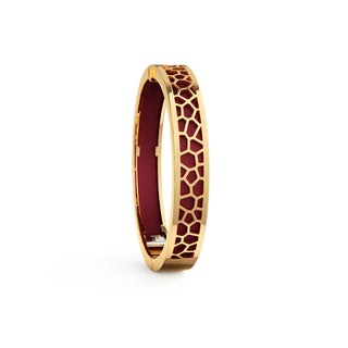 Majestic Ruby Hexagon Coral - Extra Slim Bangle Gold