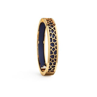 Midnight Blue Hexagon Coral - Extra Slim Bangle Gold