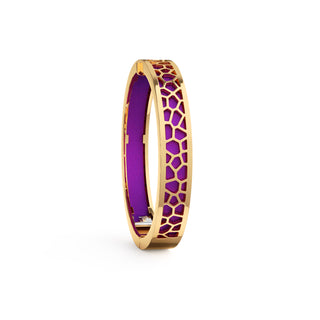 Orchid Purple Hexagon Coral - Extra Slim Bangle Gold