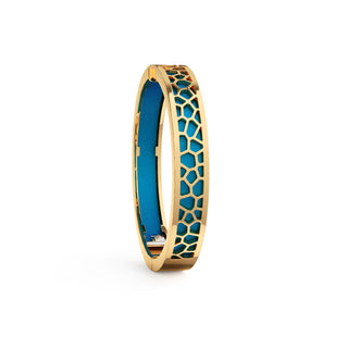 Peacock Green Hexagon Coral - Extra Slim Bangle Gold