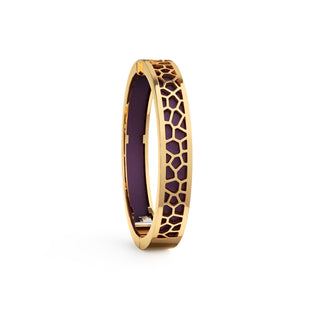 Deep Plum Hexagon Coral - Extra Slim Bangle Gold
