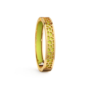 Pomelo Green Hexagon Coral - Extra Slim Bangle Gold