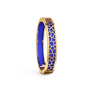 Royal Blue Hexagon Coral - Extra Slim Bangle Gold