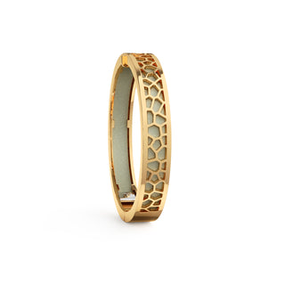 Shophouse Olive Hexagon Coral - Extra Slim Bangle Gold