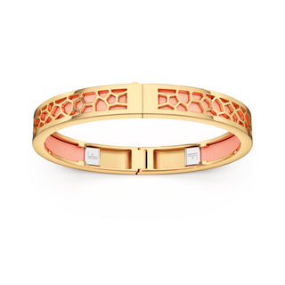 Crossandra Orange Hexagon Coral - Extra Slim Bangle Gold