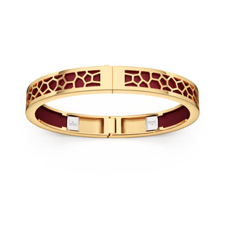Majestic Ruby Hexagon Coral - Extra Slim Bangle Gold