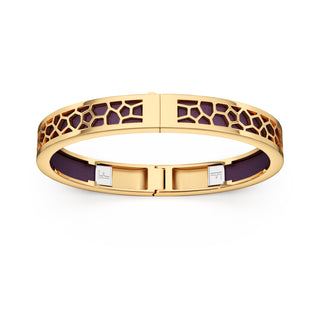 Deep Plum Hexagon Coral - Extra Slim Bangle Gold