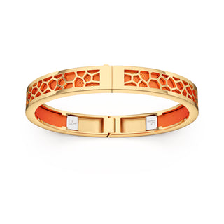 Sunset Orange Hexagon Coral - Extra Slim Bangle Gold