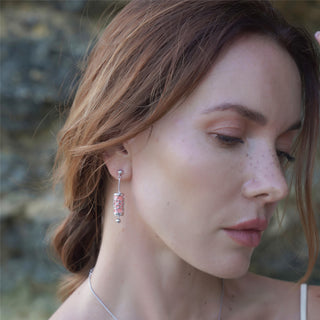 Crossandra Orange Lotus - Silk Earrings - Sterling Silver