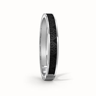 Obsidian Black Edge Bangle - Sterling Silver