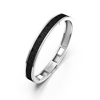 Obsidian Black Edge Bangle - Sterling Silver