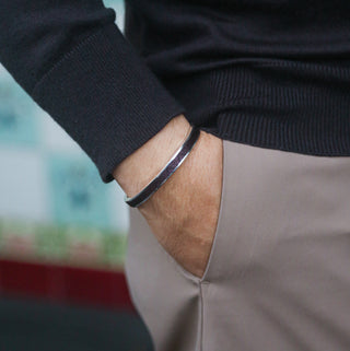 Kopi-O Brown Edge Bangle - Sterling Silver