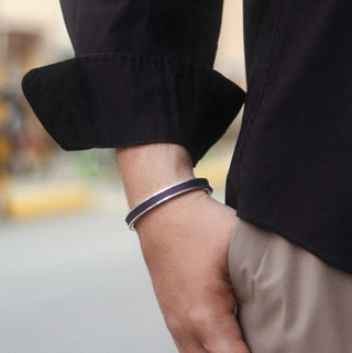 Deep Plum Edge Bangle - Sterling Silver