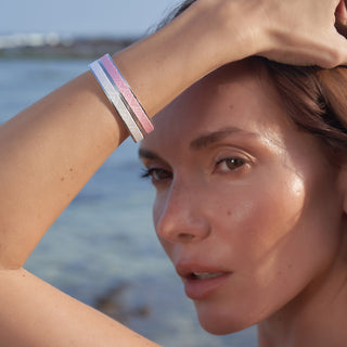 Celestial Blue Edge Bangle - Sterling Silver