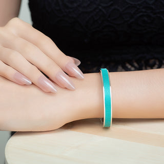 Shophouse Teal Edge Bangle - Sterling Silver