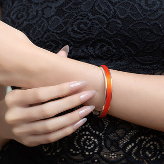 Lava Orange Edge Bangle - Sterling Silver