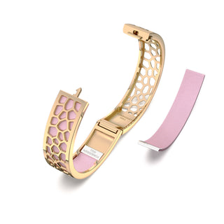 Frangipani Pink Hexagon Coral - Slim Bangle - Gold