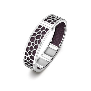 Kopi-O Brown Hexagon Coral - Slim Bangle - Rhodium