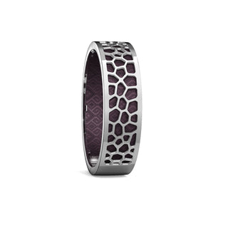Kopi-O Brown Hexagon Coral - Slim Bangle - Rhodium