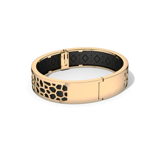 Obsidian Black Hexagon Coral - Slim Bangle - Gold