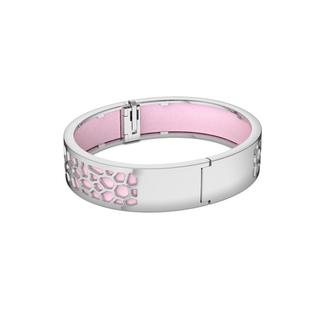 Frangipani Pink Hexagon Coral - Slim Bangle - Rhodium