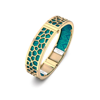 Andaman Green Hexagon Coral - Slim Bangle - Gold