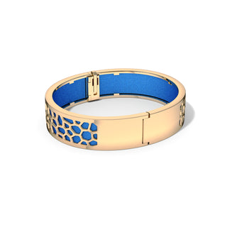 Celestial Blue Hexagon Coral - Slim Bangle - Gold