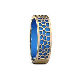 Celestial Blue Hexagon Coral - Slim Bangle - Gold