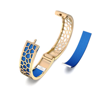 Celestial Blue Hexagon Coral - Slim Bangle - Gold