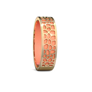 Crossandra Orange Hexagon Coral - Slim Bangle - Gold