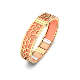 Crossandra Orange Hexagon Coral - Slim Bangle - Gold