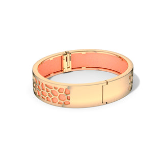Crossandra Orange Hexagon Coral - Slim Bangle - Gold