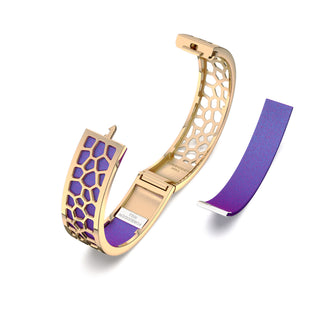Dawn Mauve Hexagon Coral - Slim Bangle - Gold