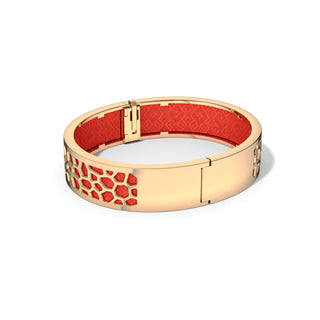 Dragon Red Hexagon Coral - Slim Bangle - Gold