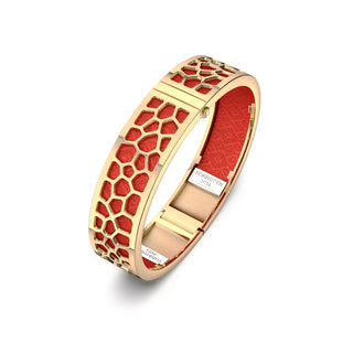 Dragon Red Hexagon Coral - Slim Bangle - Gold