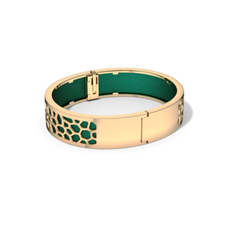 Emerald Green Hexagon Coral - Slim Bangle - Gold