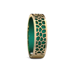 Emerald Green Hexagon Coral - Slim Bangle - Gold