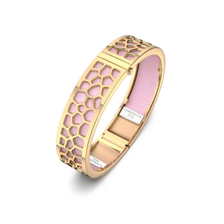 Frangipani Pink Hexagon Coral - Slim Bangle - Gold