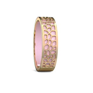 Frangipani Pink Hexagon Coral - Slim Bangle - Gold