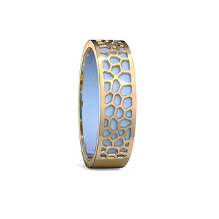 Gazebo Blue Hexagon Coral - Slim Bangle - Gold
