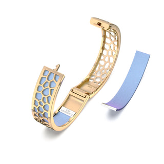 Gazebo Blue Hexagon Coral - Slim Bangle - Gold