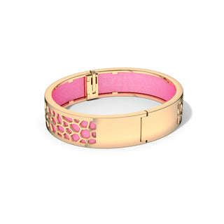 Guava Pink Hexagon Coral - Slim Bangle - Gold