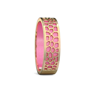 Guava Pink Hexagon Coral - Slim Bangle - Gold