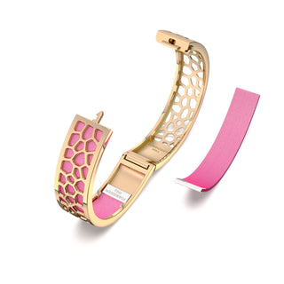 Guava Pink Hexagon Coral - Slim Bangle - Gold