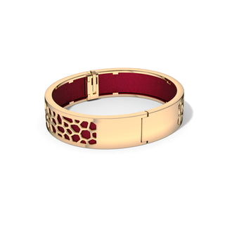 Majestic Ruby Hexagon Coral - Slim Bangle - Gold